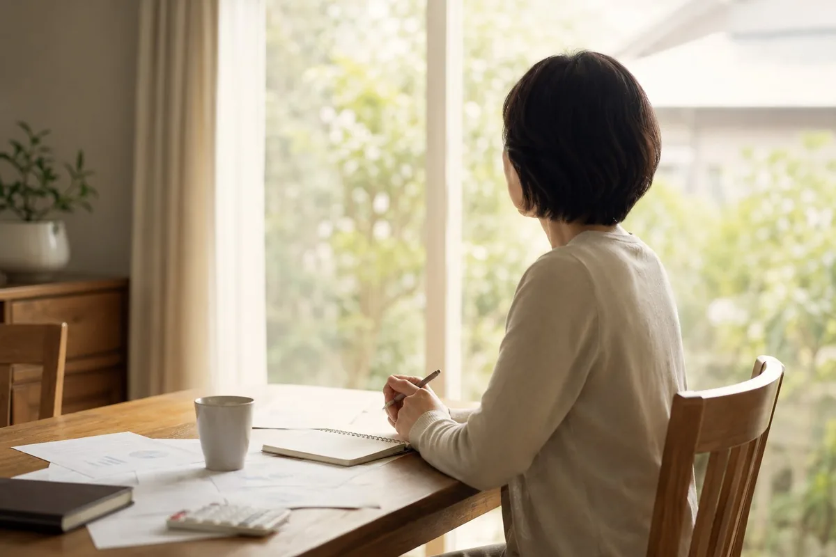離婚を前に将来を考え一歩を踏み出す女性のイメージ